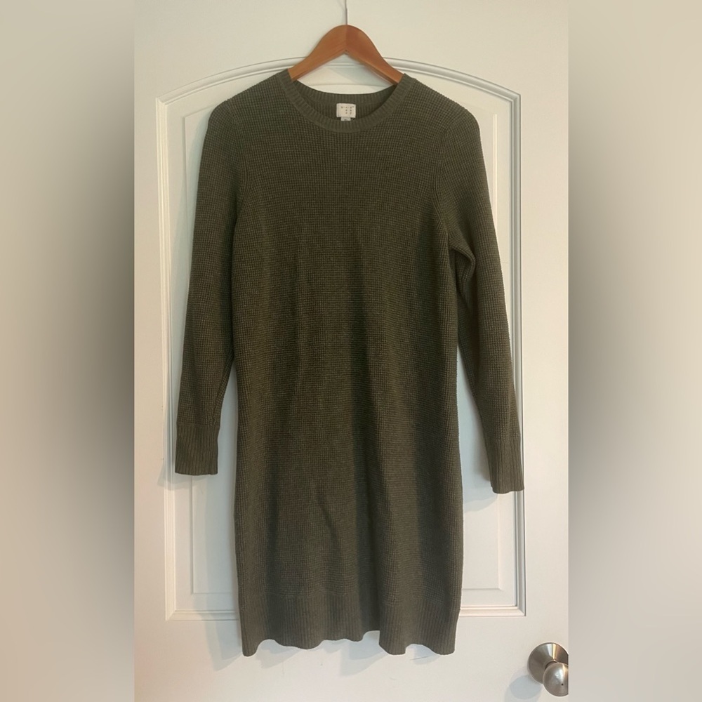 A New Day Olive Above the Knee Sweater Dress